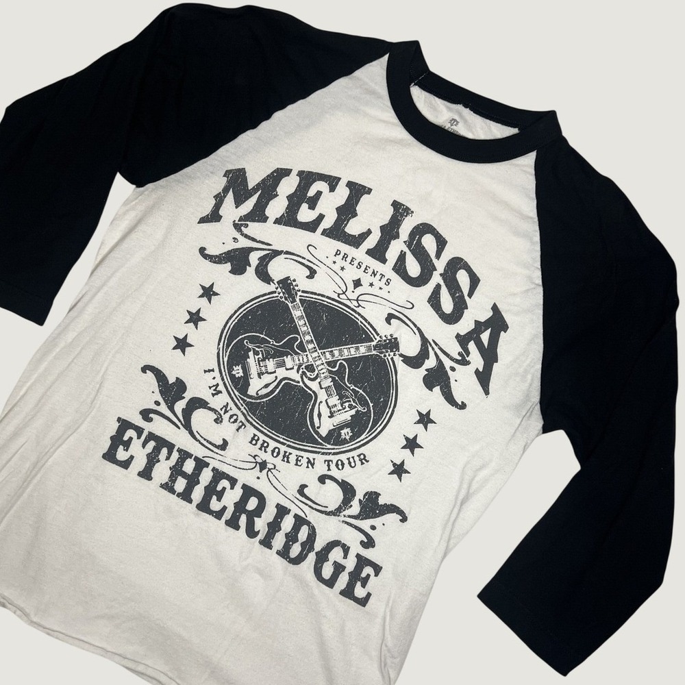 Vintage S Melissa Etheridge Im Not Broken Tour Raglan Shirt Grey Black Baseball